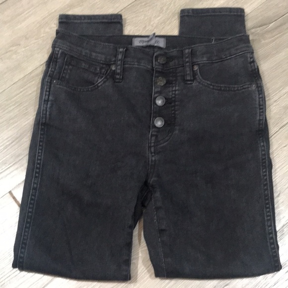 Madewell 10” High-Rise Skinny Exposed Button Fly Black Jeans size 26P - Picture 9 of 14